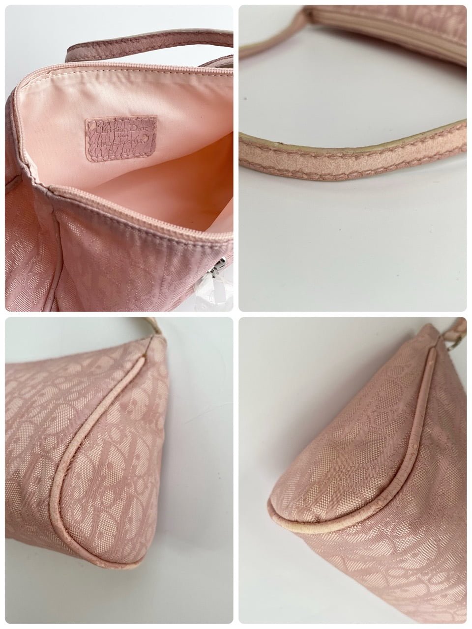 Vintage Christian Dior Soft Pink Oblique Logo Charm Mini Pochette - Hanabe  Studio